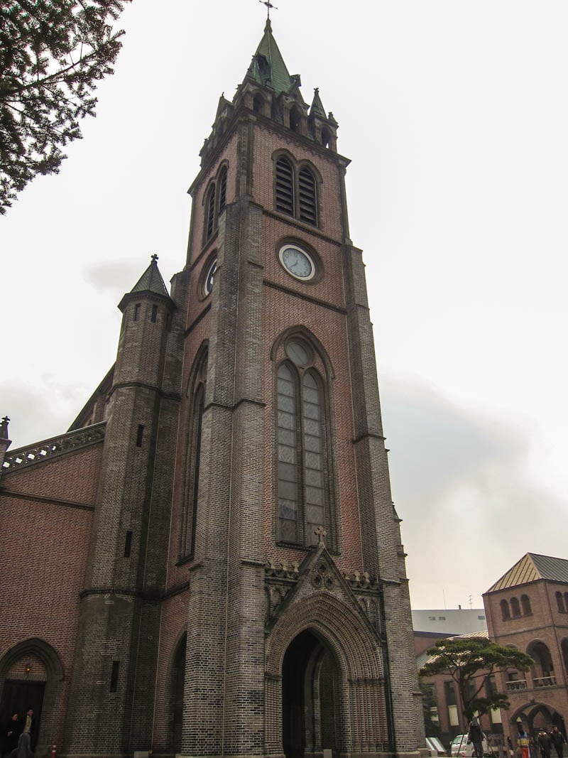 Main tower of of Myeongdong Cathedral in Seoul