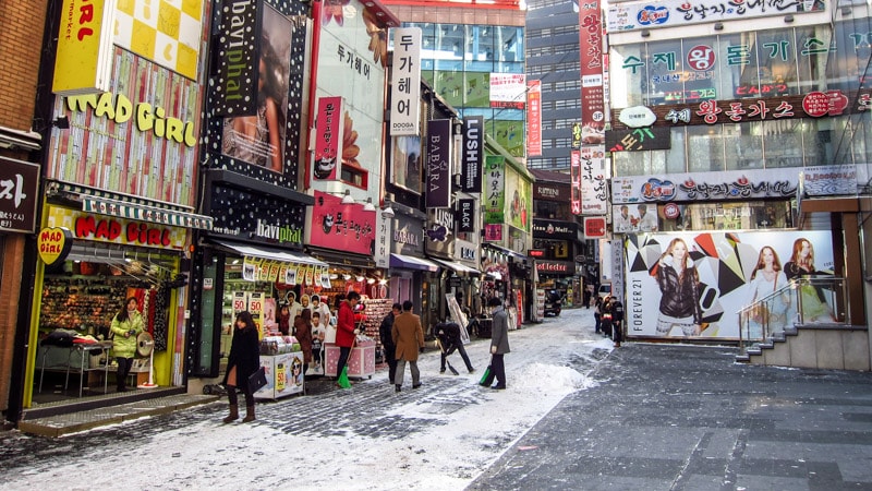 Myeongdong in the winter