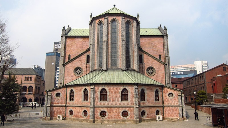Reverse side of Myeongdong Cathedral in Seoul