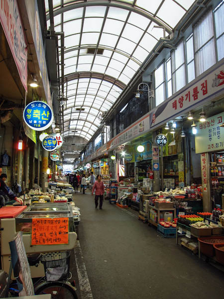 A view down the main path of Junggok Jeil Market 