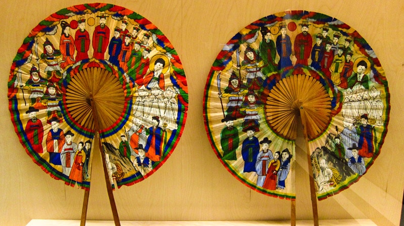 Colorful artifacts at the National Folk Museum of Korea