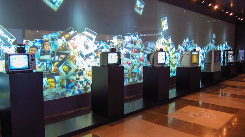 Evolution of televisions over time at Samsung d'light in Seoul