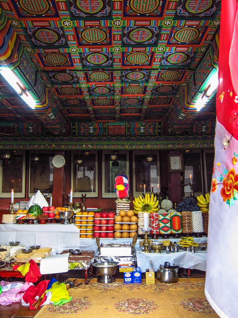 Food offerings inside  Guksadang Shrine in Seoul