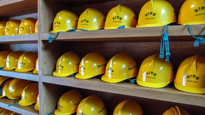 Helmets to protect your head at the 3rd Infiltration Tunnel