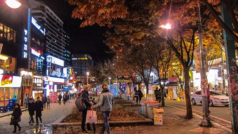 The streets of Hongdae at night
