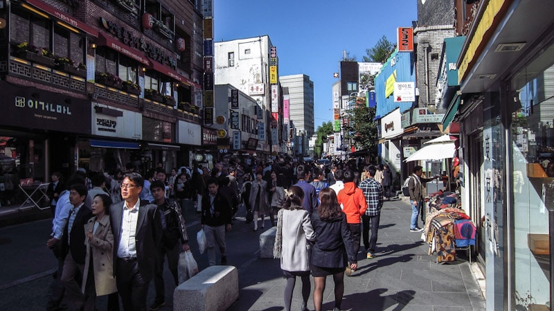 Many unique shops line Insadong-gil street