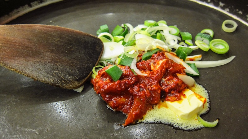 Marinated dak (chicken) galbi and vegetables at Yoogane (Myeongdong Branch) Seoul