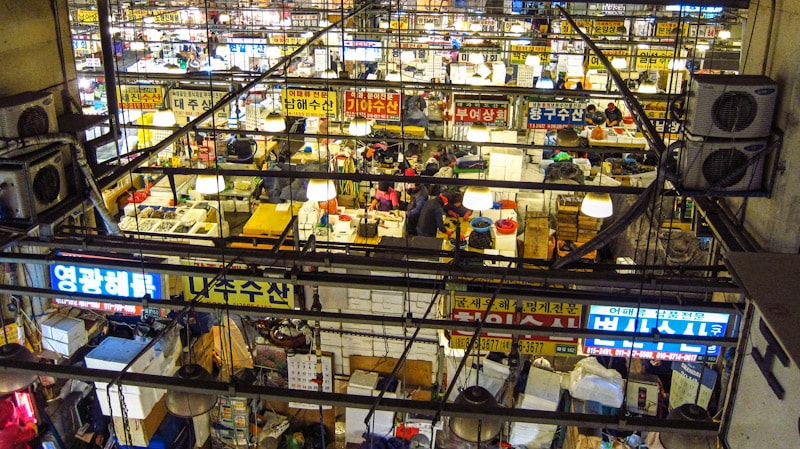 A view of the Noryangjin Fish Market from above