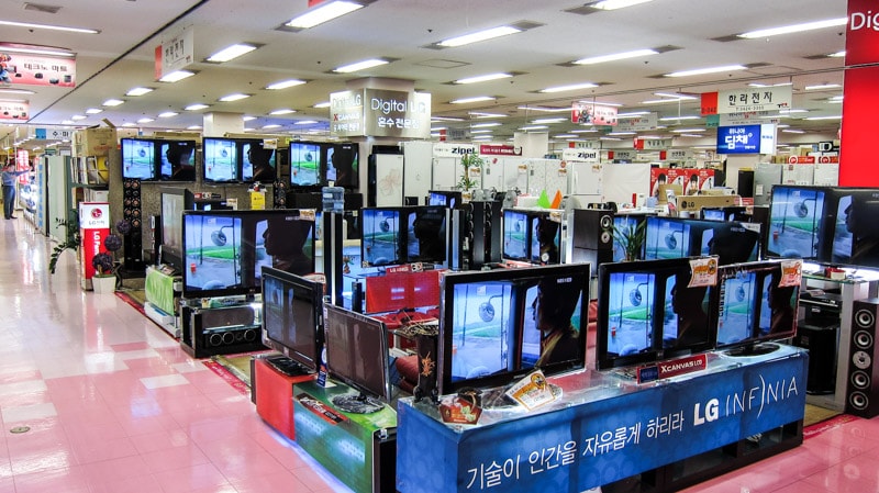 Shop selling televisions at Techno Mart in Seoul
