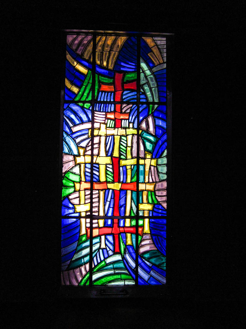 Stained glass windows inside Kyungdong Presbyterian Church in Seoul