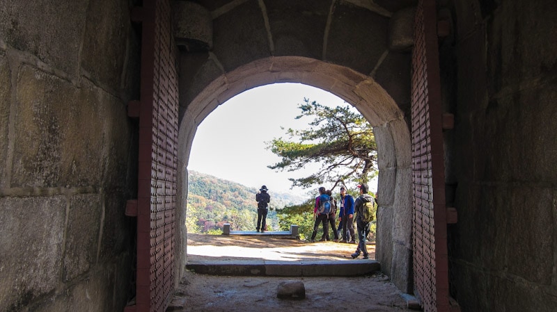 A view through the gate of door Sukjeongmun Gate