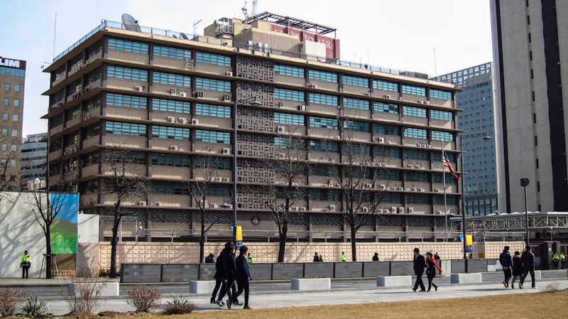 United States Embassy building at Gwanghwamun Square in Seoul