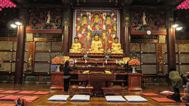 Worshipers inside the main hall