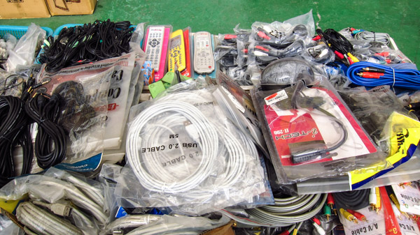 Assorted cables and wires at Yongsan Flea Market in Seoul