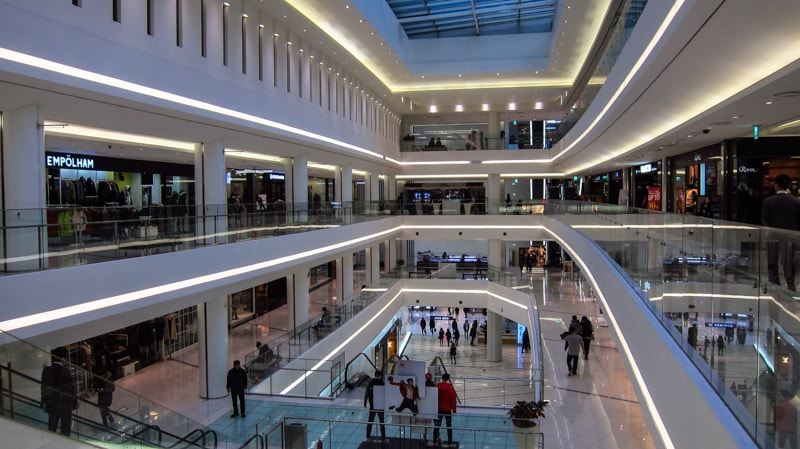 High end and luxury shops and brands can be found at the Times Square shopping mall