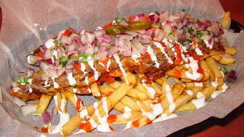 Kimchi carnitas fries at Vatos Urban Tacos