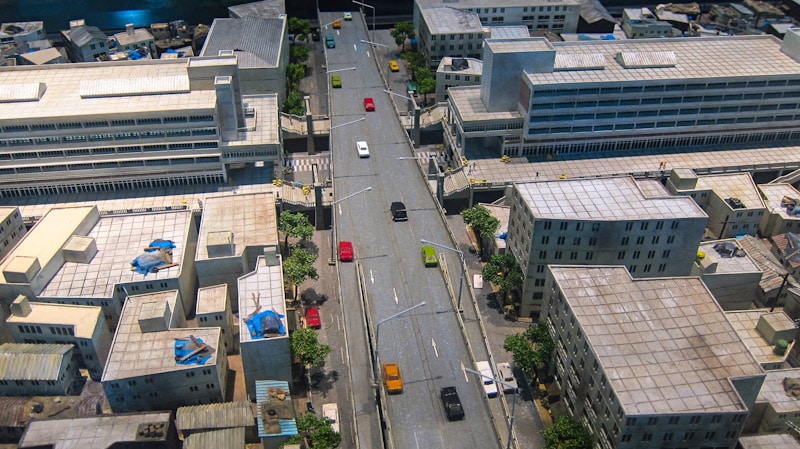 Model showing the elevated highway that is now the Cheonggyecheon Stream