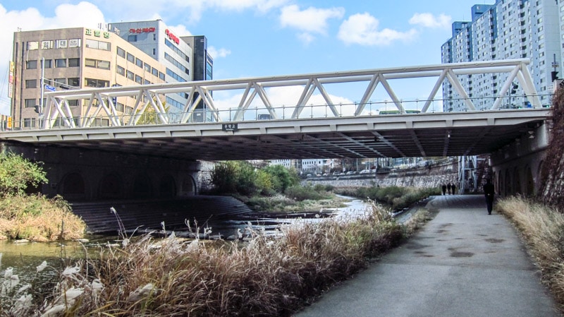 Muhakgyo Bridge crossing the Cheonggyecheon Stream in Seoul, South Korea