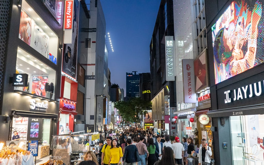 The bright lights of Myeongdong
