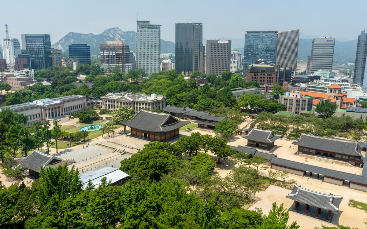 Deoksugung Palace viewed from Jeongdong Observatory, Seoul, Korea