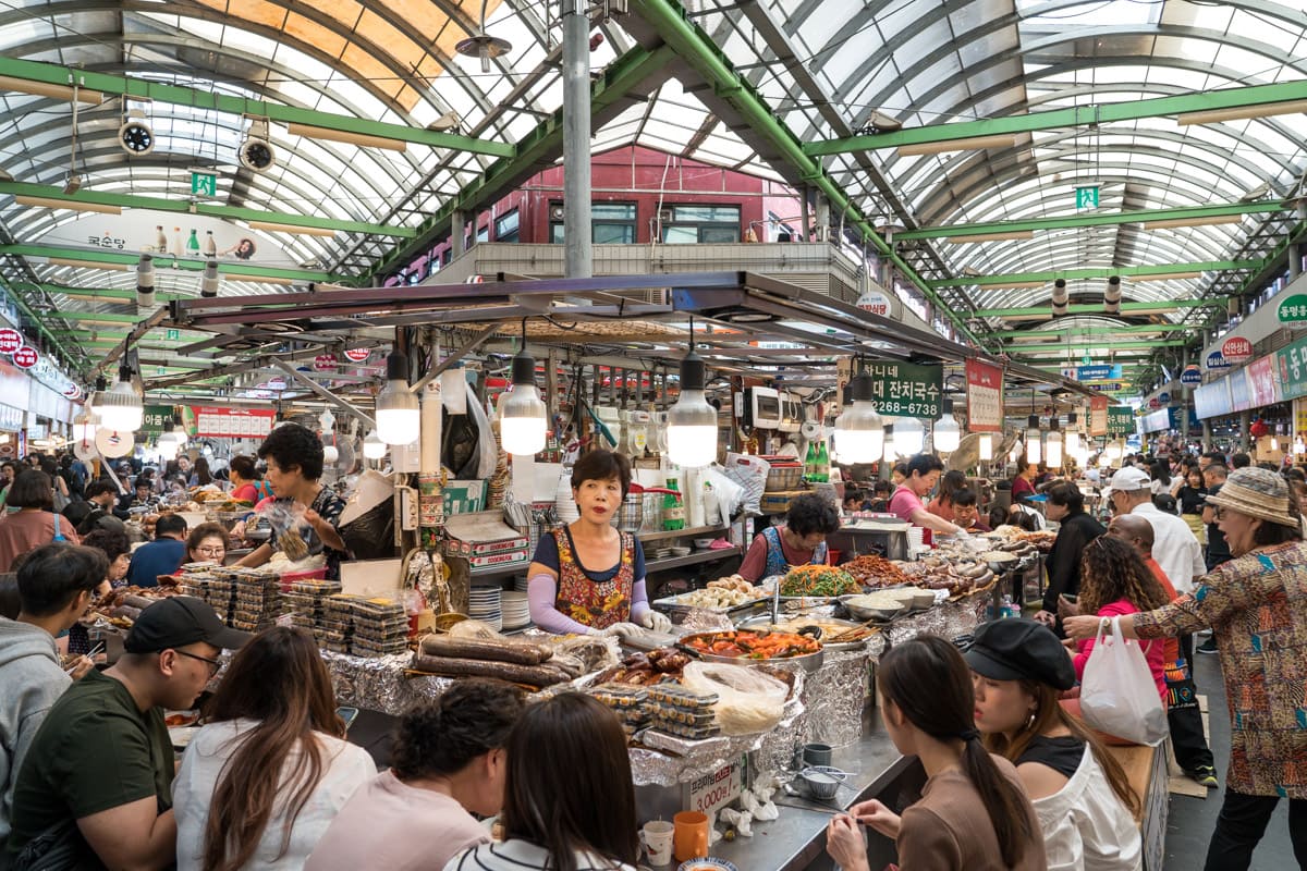Gwangjang Market, one of the most visited traditional markets in Seoul, Korea