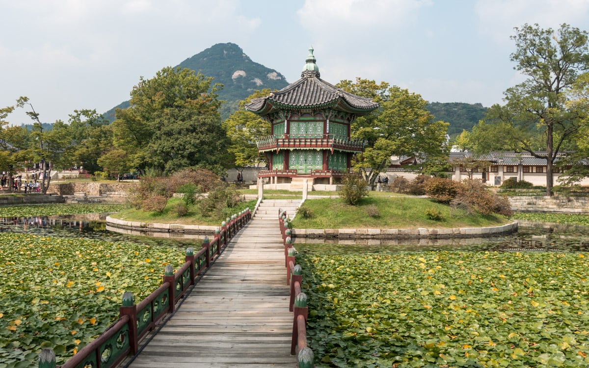 Hyangwonjeong Pavilion at Gyeongbokgung Palace, Seoul, Korea