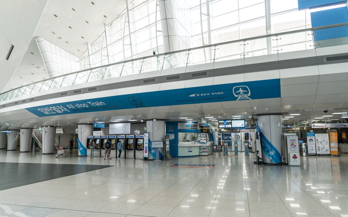 Entrance for the Airport Railroad All Stop Train at Incheon International Airport Station, Seoul, Korea