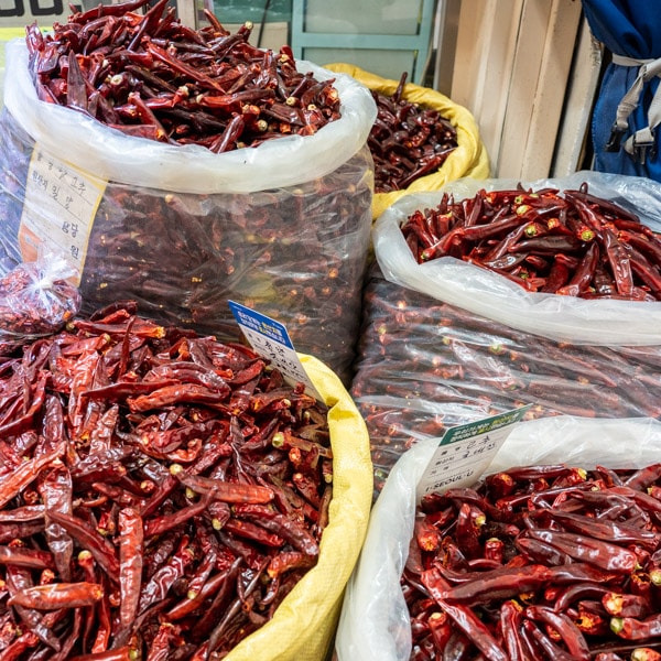 Korean peppers, Yeongcheon Market, Seoul, Korea